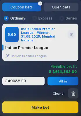 1win live cricket bets